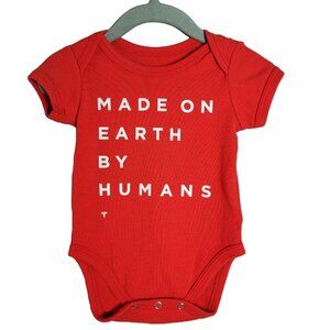 Tesla Made on Earth by Human Bodysuit 3-6m Cotton Red Short Sleeve Baby Infant